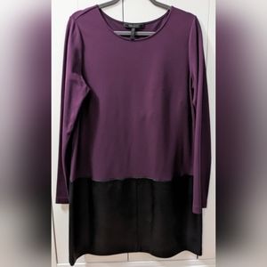 BCBG MAX AZRIA Jaylinn Dress, Long sleeve, Faux leather bottom, Size Large. EUC.